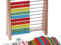 Wooden Abacus for Kids Math with 100 Counting Sticks and Numbers Cards, Educational Math Games Preschool Learning Toys for Preschoolers 1st 2nd Grade Children 5 6 7 8 Year Olds Homeschool Supplies