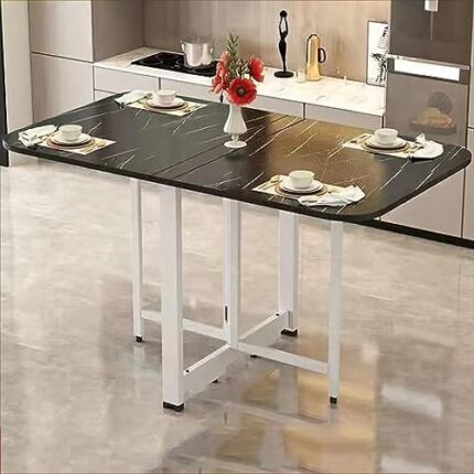 Wooden Drop Leaf Dining Table - Space Saving, Multifunctional Extendable Kitchen Table - Foldable in 3 Forms - Perfect for Living Room or Kitchen - Expandable Folding Furniture