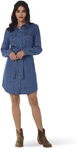 Wrangler womens Long Sleeve Western Denim Snap Dress