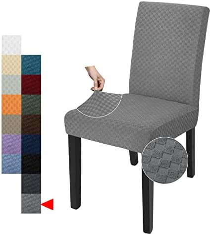 YEMYHOM 2 Packs Latest Checkered Dining Chair Slipcover Parsons Chair Furniture Protector Stretch Chair Covers for Dining Room, Restaurant, Kitchen, Party (Light Gray)