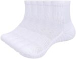 YUEDGE Womens Quarter Cushioned Crew Socks Cotton Ankle Tennis Training Athleitc Socks for Women size 4-11, 5 Pairs