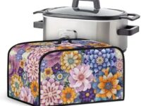 YUVAMAGIMO Colorful Flowers Slow Cooker Dust Cover Fine Kitchen Utensils Protective Cover Foldable Portable Appliance Dust Cover Suitable for Home Kitchen Pot Decorative Accessories