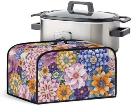 YUVAMAGIMO Colorful Flowers Slow Cooker Dust Cover Fine Kitchen Utensils Protective Cover Foldable Portable Appliance Dust Cover Suitable for Home Kitchen Pot Decorative Accessories