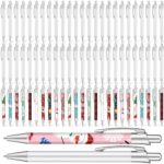 Yexiya Sublimation Pens Blank Heat Transfer Pen Sublimation Ballpoint Pen with Shrink Wrap White Aluminum Customized Clip Pen School Supplies for Christmas Office School Stationery Supplies (50 Pcs)