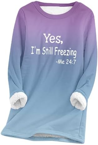 Yihaojia Sweaters for Women Plus Size Sherpa Lined Fleece Crewneck Winter Warm Fuzzy Sport Sweatshirt Fuzzy Loungewear