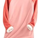 Yihaojia Winter Basic Sweatshirts for Women Warm Sherpa Lined Fleece Crewneck Pullover Color Block Casual Tunic Loungewear