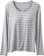 Yihaojia Women's Classic-Fit Long-Sleeve Crewneck Striped T-Shirt,Loungewear Comfy Pajama Top