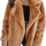 Yihaojia Women's Faux Fur Fleece Coat, 2023 Fashion Fall/Winter Lapel Coat Tops Fuzzy Jacket