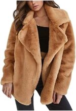 Yihaojia Women's Faux Fur Fleece Coat, 2023 Fashion Fall/Winter Lapel Coat Tops Fuzzy Jacket