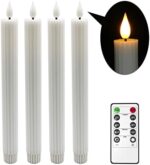 Yme 4 Packs Flameless LED Taper Candles, Electric Fake Tapered Floating Candles Flickering Battery Operated with Remote Timer Real Wax for Christmas Wedding Fall Home Window Decor