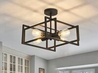 ZGLAOJT 4-Lights Close to Ceiling Light，Black Light Fixture Industrial Flush Mount Ceiling Light ，Farmhouse Chandelier Lighting for Kitchen Island Dining Room Bedroom Foyer Hallway