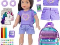 ZITA ELEMENT 18 Inch Girl Doll Clothes and Accessories School Supplies Playset with Doll Clothes,School Bags, Sunglasses, Pencils, Pencil Sharpener, Notebooks, Phone, Hair Clip, Stickers （No Doll）