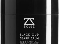 ZOUSZ Black Oud Premium Beard Balm - Classic Oud Wood - Scented Facial Hair Grooming and Skin Care Butter for Men - Avocado, Argan, Macadamia Oils - Moisturiser, Conditioner, Dandruff Remover - 50g