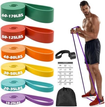 Zacro Resistance Bands Set - Pull Up Bands Set for Men and Women - Exercise Loop Bands with Door Anchor, Training Poster & Pouch for Workout Home Gym Exercise, Yoga, Pull Up Assistance Bands