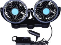 Zone tech Car Cooling Air Fan 12V 12V Dual Head Car Auto Electric Cooling Air Fan for Rear Seat (Black 1 pack)