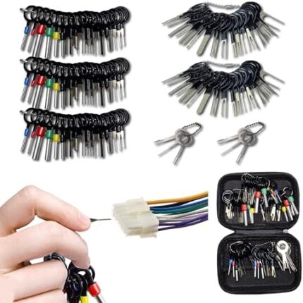 ecocstm 82 PCS Terminal Removal Tool Kit,Pin Extractor Tools Set Electrical Wire Connector Pin Release Depinning Tools for Automotive Car Broken Key Ejector for Home Appliance