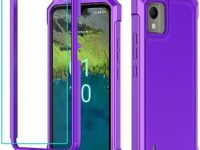 for Nokia C110 Case,Nokia C110 Phone Case with Screen Protector, Front Back Full Body Heavy Duty Protection,Frosted PC Back Soft Raised TPU Edge Shockproof Cover for Nokia C110 N156DL (Purple)