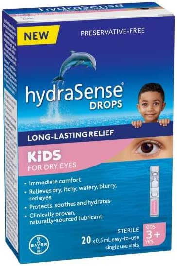 hydraSense Kids for Dry Eyes, Preservative-Free, Naturally Sourced Lubricant, 20 count Single Use Vials