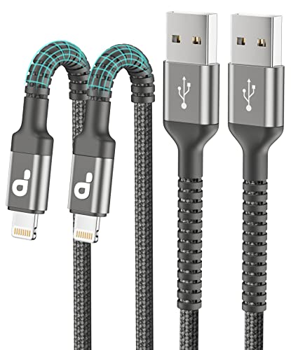 iPhone Charger 6FT, 2Pack Lightning Cable Fast iPhone Charging Cord 6 Foot, Nylon Braided Apple USB Cable Compatible with iPhone 13/12/11 Pro Max/XS MAX/XR/XS/X/8/7/Plus/6S/6/SE/5S/iPad （Grey）