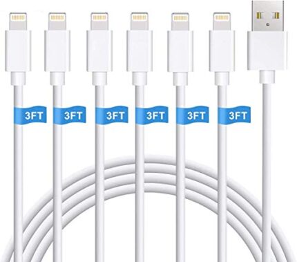 iPhone Charger, 6Pack 3FT Lightning Cable Sundix iPhone Charger Cable Charging Cord Compatible iPhone Xs MAX XR X 8 8Plus 7 7Plus 6s 6sPlus 6 6Plus SE 5 SE iPad iPod & More (White)