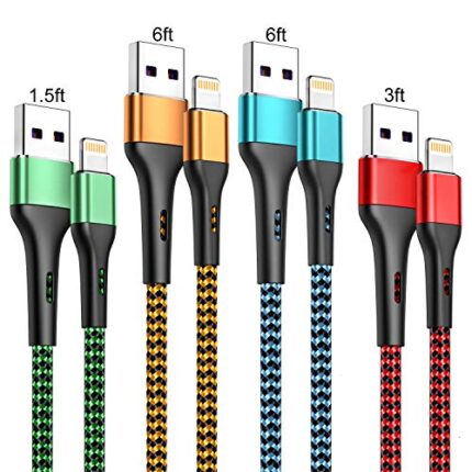 iPhone Charger Cable 4Pack-1.5/3/6/6FT,Durcord iPhone Charger Cord MFi Certified Lightning Cable,Fast iPhone Charging Cord Nylon Braided Compatible iPhone 11/ XS/Max/XR/X/8/8P/7/7P/6/SE/iPad/iPod