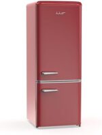 iio 22" 7 cu ft Retro Christmas Small Refrigerator with Freezer Bottom, Mini Fridge for Bedroom, 3 Glass replacement Shelves, LED Light, 2 Drawers Dorm RV (Red)