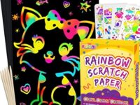 pigipigi Scratch Paper Art for Kids - 59 Pcs Rainbow Magic Scratch Off Art Crafts Set Supply Drawing Note Kit for Girls Boys Toddler Party Favor Activity Game Birthday Christmas Easter Toy Gift