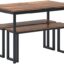 sogesfurniture Dining Table with Two Benches / 3 piece set Wood Table Top Sturdy Metal Frame Construction, Dining Table Set for Small Spaces Home Furniture Rectangular Modern, BHCA-CZJYB-yzld01