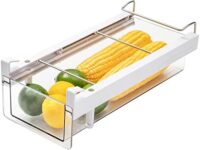 vacane Refrigerator Organizer Bins, Clear Plastic Fridge Drawer With Handle Pull Out Fridge Drawer Organizer Under Shelf Drawer For Cheese, Deli Meat, Drinks, Fruit, Vegetable, Heavy Duty-M