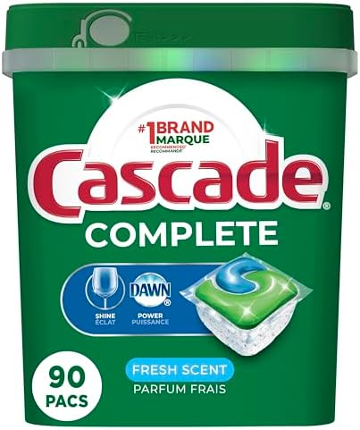 Cascade Dishwasher Detergent Pods, Complete Actionpacs Dishwasher Pods, Fresh Scent, 90 Count