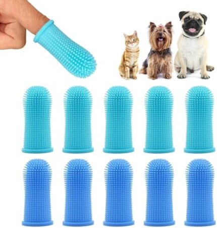 Dog Finger Toothbrush, 10Pcs 360º Finger Brush for Dogs Cat Teeth Cleaning Silicone Toothbrush for Pet Puppy Cats Dental Care