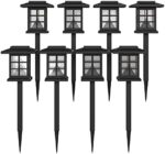 Flash Furniture 8 Pack Lantern Style LED Solar Lights - All-Weather Black Outdoor Solar Powered Lights - Landscape Lighting for Pathway, Garden, & Yard