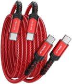 JSAUX USB C to USB C Cable [2 Pack 6.6ft], 100W/5A Type C Cable Fast Charger PD 3.1 USBC to USBC, Type C to Type C Cord Compatible with MacBook Pro Air Dell iPad iPhone 16/15/Pro/Max Samsung S23-Red