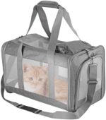 Maxetodo Cat Carrier & Dog Carrier Airline Approved Pet Carrier Pet Travel Bag with Breathable Honeycomb Board Soft Cat Travel Carrier Removable Support Board for Car Trips,Air Travel,Vet Visits Gray