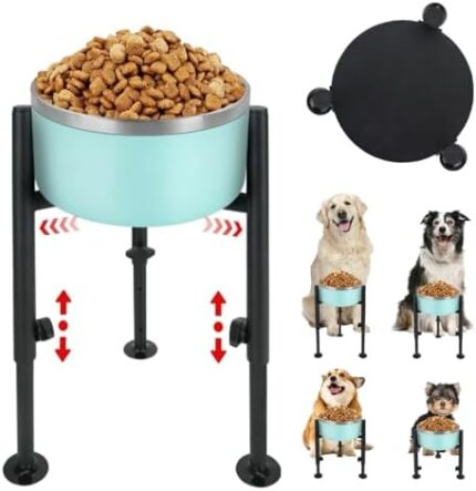 QUMENEY Elevated Dog Bowl Stand, Fits 6-10in Bowls Raised Dog Bowls Holder, 4 Height Adjustable Dog Food Water Feeder Pet Feeding Stand for Large Medium Small Breeds