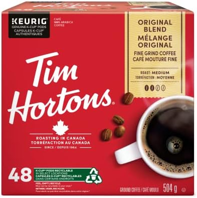 Tim Hortons Original Coffee blend, Single Serve Keurig K-Cup Pods, Medium Roast, 48 Count