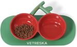 VETRESKA Cat Food Bowl Ceramic Cat Bowls for Food and Water Tilted Puppy Cat Feeding Bowl Relieve Whisker Fatigue Cherry Cat Bowls Anti Vomit Wide Shallow Cat Dishes Non-Slip Medium Small Dog Pet Bowl