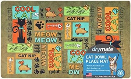 Drymate CPM1220BNCC Cat Bowl Placemat, Cool Cat Brown (12" by 20")