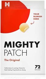 Mighty Patch Original from Hero Cosmetics - Medical-grade Hydrocolloid Pimple Patch, Nightime blemish patch, wake up to clearer looking skin, suitable for sensitive skin (72 Count)