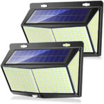 Solar Lights Outdoor 288 LEDs, Pathinglek Solar Motion Sensor Light Waterproof Solar Security Lights with 270°Wide Angle and 3 modes Wireless Solar Wall Light for Garden Yard Garage Fence Pool (2 Pack)