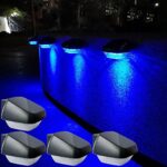 Solar Lights Outdoor Waterproof for Fence Steps Decks Pathway Yard Stairs, Solar Fence Lights, Garden Wall Light, Outdoor Solar Lights,Blue Light 4 Pack