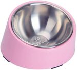 SuperDesign Mess Free 15° Slope Bowl for Dogs and Cats, Tilted Angle Bulldog Bowl Pet Feeder, Non-Skid & Non-Spill, Easier to Reach Food S/0.5 Cup Pink