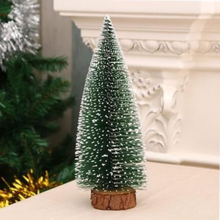 Ascension Mini Artificial Xmas Tree for Christmas Decoration Christmas Tree Miniature Table Decor Tree with Wooden Base Bottle Brush Tree for Home Christmas Décor DIY (15 cm)