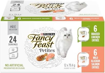 Fancy Feast Petites Wet Cat Food, Pate Collection Variety Pack 2 Flavours - 79.4 g Tray (12 Pack)