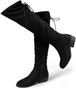 Hawkwell Women's Thigh High Fashion Boots Over The Knee Low Flat Heel Boots