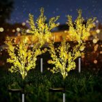 Neporal Garden Solar Lights Outdoor Waterproof IP65 4 Pack, Dusk to Dawn Golden Solar Flowers Solar Garden Lights Outdoor for Garden Decor Outdoor Decor, Solar Flower Lights