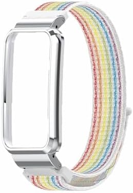 Nylon Strap Fit for Redmi Band Pro Smart Watch Accessories Breathable Bracelets Metal Case Protector Fit for redmi Band pro Cover Frame (Color : Colorful-Silver case, Size : for Redmi Band Pro)