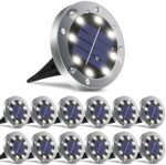 OULONGER Solar Ground Lights,12 Pack Solar Lights Outdoor Waterproof,Solar Garden Lights Landscape Lighting for Outside Patio Pathway Yard Lawn Driveway Deck Step Walkway(White Light)