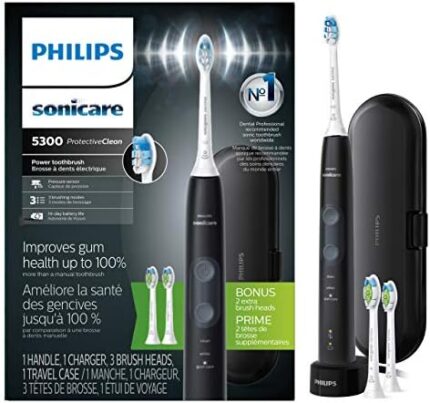 Philips Sonicare ProtectiveClean 5300 Rechargeable Electric Power Toothbrush, Black, HX6423/34