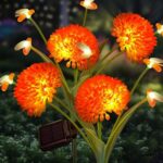 Solar Garden Lights, Newest 2 Pack Solar Swaying Bee Lights with Flowers, Waterproof Solar Firefly Lights Outdoor for Garden Patio Yard Pathway Fall Decoration, Gifts for Women Mother's Day